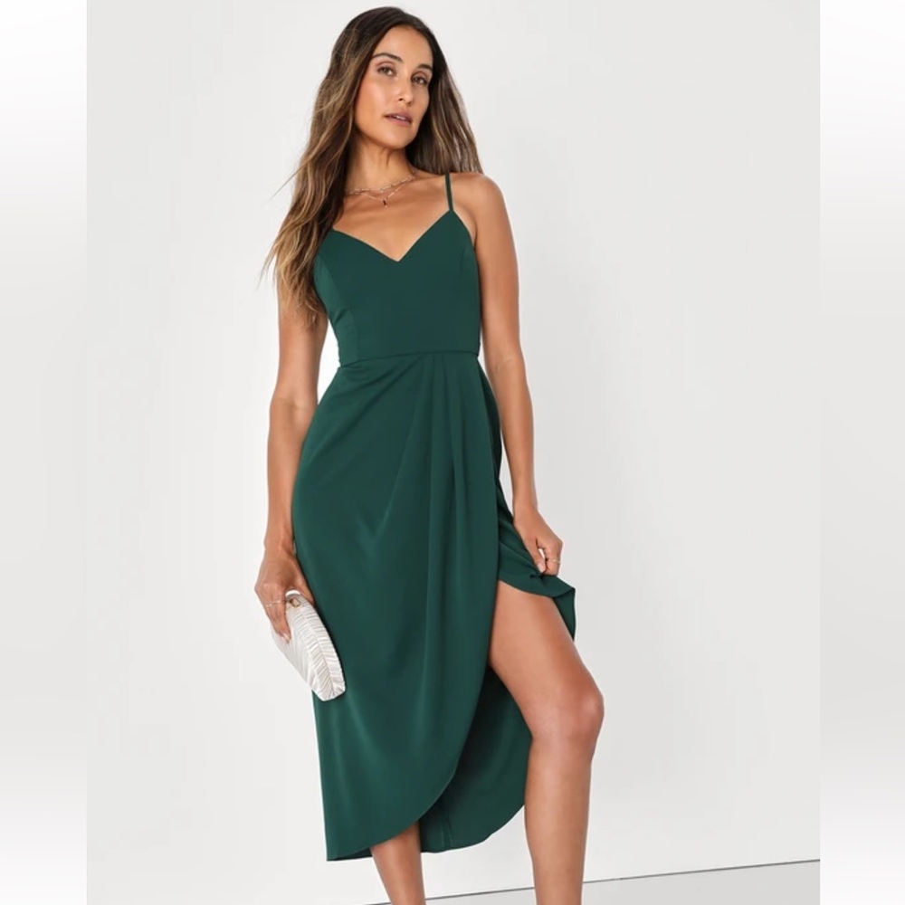 Small Lulus Reinette Midi Dark Green Dress